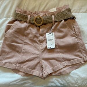 pink Baggy shorts with belt